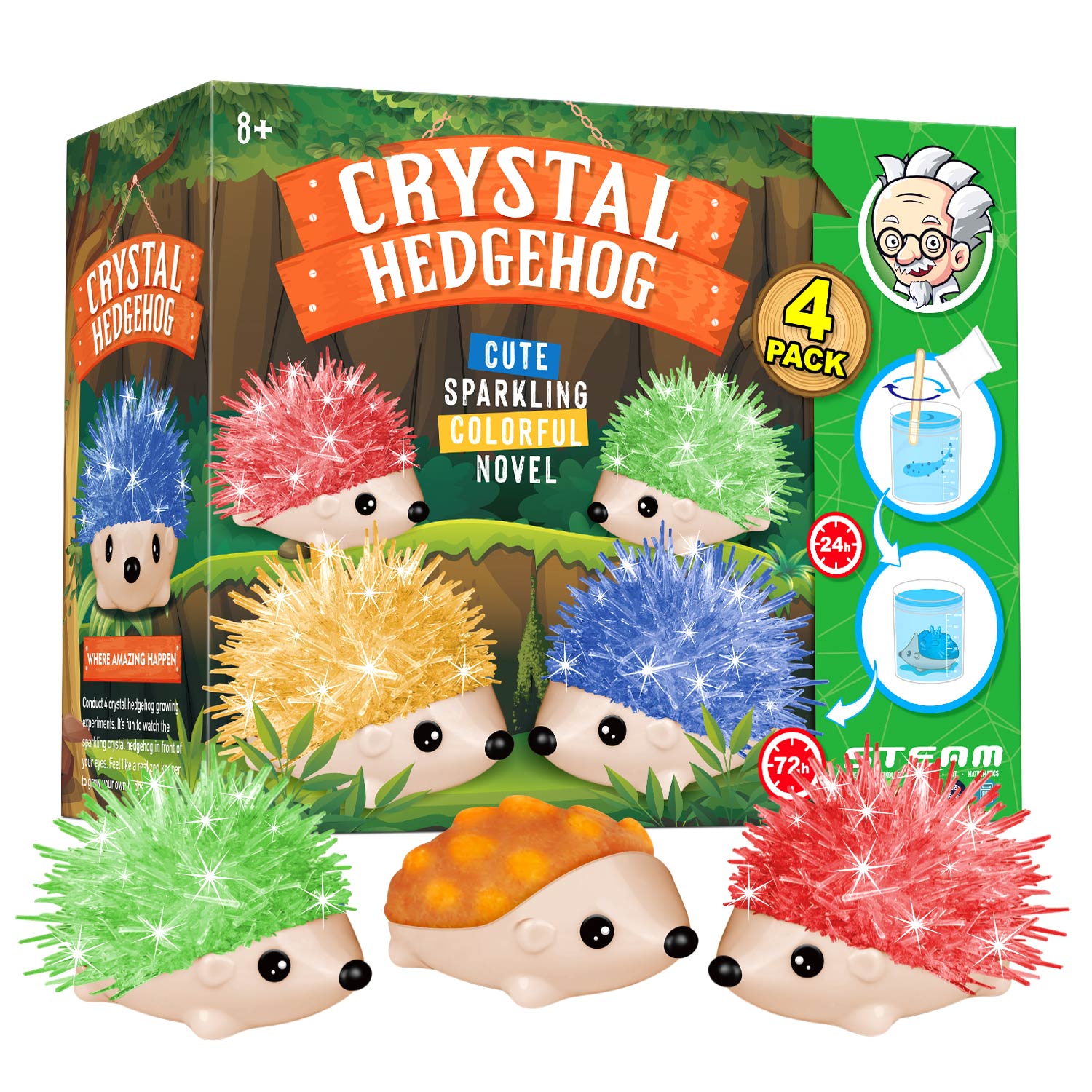 Eduman Crystal Growing Activity Kit ,Colored Hedgehog Grow Crystal, Science  Experiment Kit for Child Age 8+